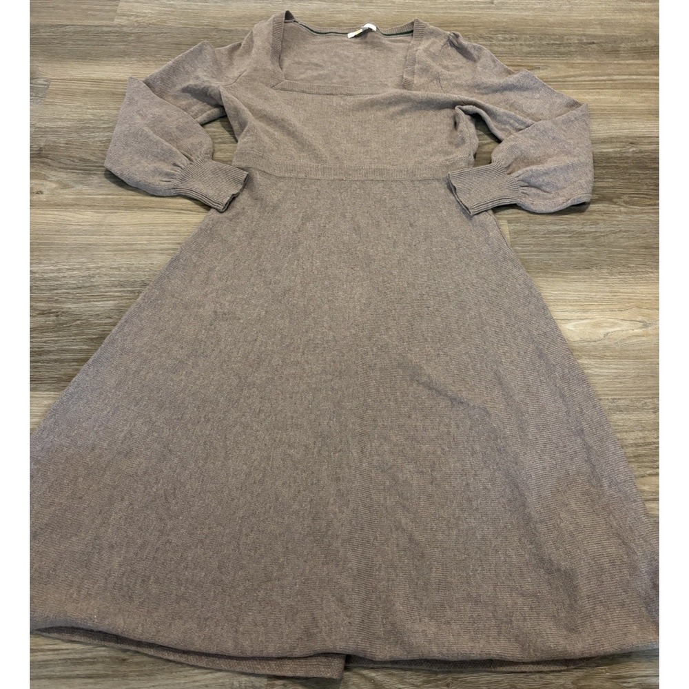 Boden Fit and Flare Knee Length Sweater Dress Brown Wool Blend 10L Teacher